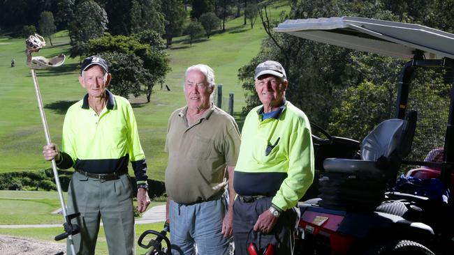 Col Welch, Bill O'Neill and Bruce Gill at Ashgrove Golf Club in happier times when coronavirus did not exist. FILE PHOTO