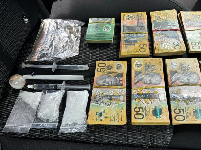 37-year-old Burnie man charged with trafficking and other drug offences with $42,000 worth of cash and quantities of methylamphetamine, GHB and cannabis seized. Picture: Tasmania Police