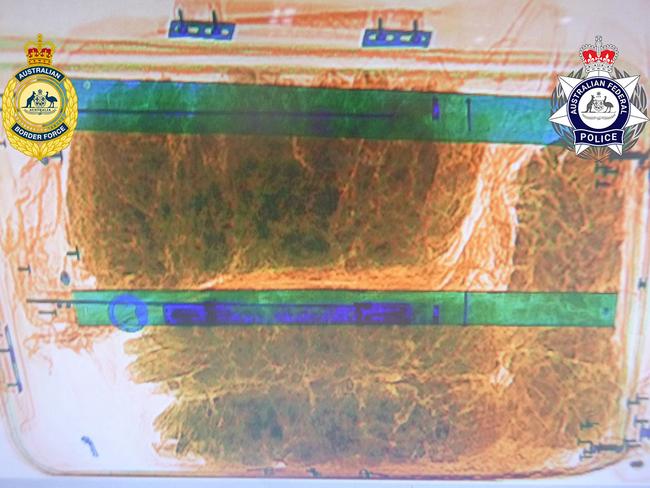 A Canadian tourist was this year busted with more than $13m of meth allegedly concealed in luggage at Brisbane International Airport. Source: Australian Border Force.