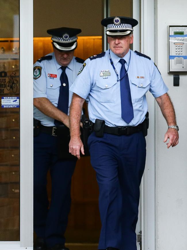 Police visiting Mr Harwin’s Sydney home after he was fined. Picture: Matrix