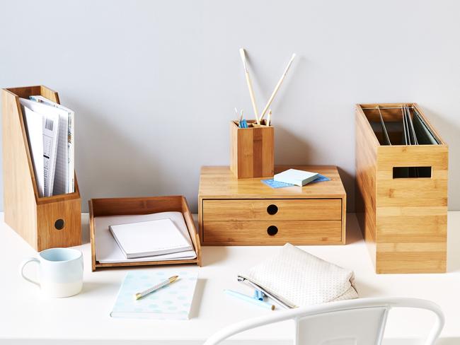 The Otto bamboo natural collection, from $10.95-$39.35, Officeworks.