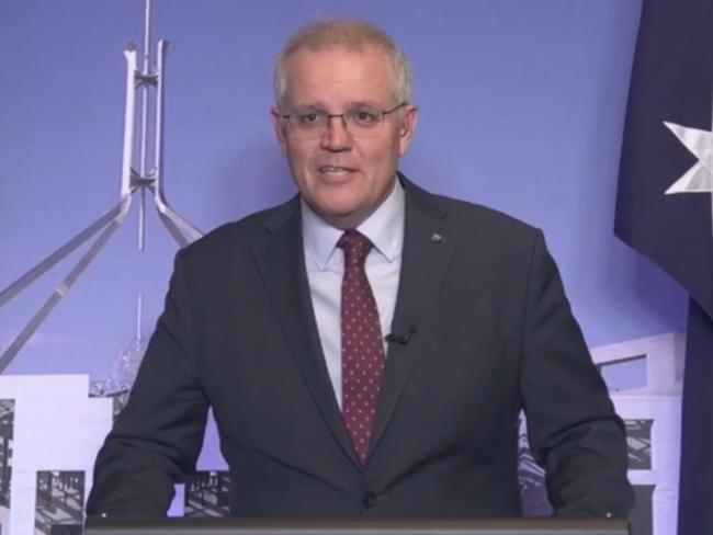 Prime Minister Scott Morrison addresses the country after a crisis national cabinet meeting.