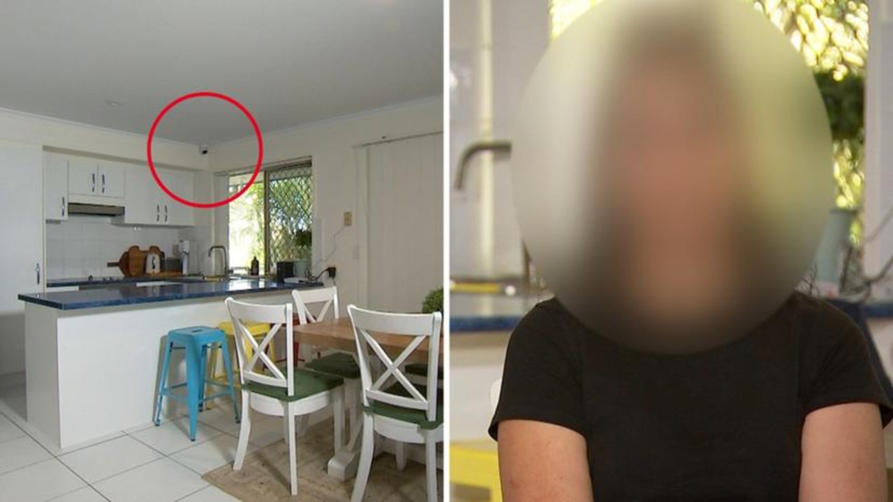 A single mother has revealed her horror after discovering her new rental home was fitted with internal security cameras. Picture: 7News