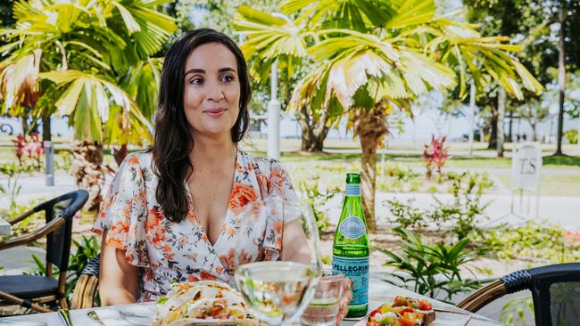 Kirby Fowler enjoys a waterfront meal at Cairns newest restaurant Copper Bar and Grill. Picture: Supplied