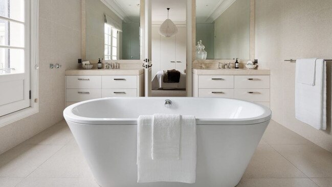 The home’s bathrooms are impressively styled.