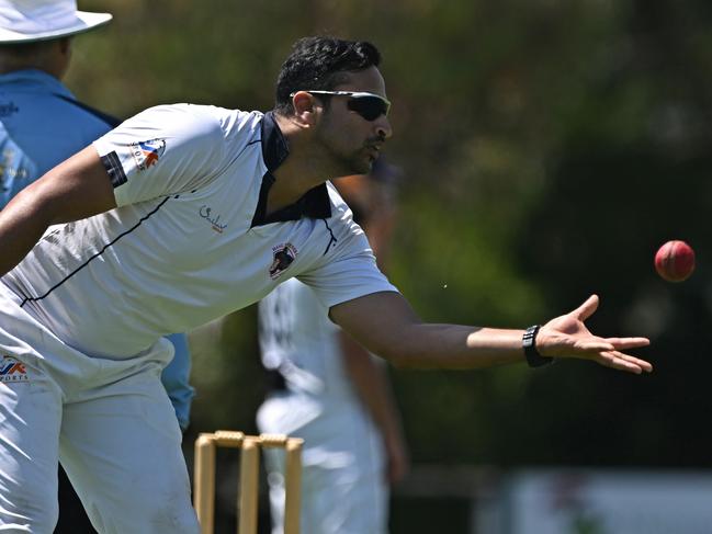 Haig FawnkerÃs Vaibhav during the VTCA Haig Fawnker v Aberfeldie cricket match in Fawkner, Saturday, Jan. 14, 2023.Picture: Andy Brownbill