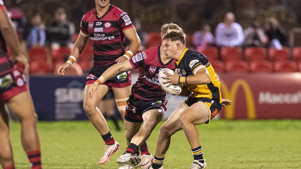 Thomas Luhrman of Gatton against Valleys in TRL Hutchinson Builders A-grade grand final rugby league at Toowoomba Sports Ground, Saturday, September 14, 2024. Picture: Kevin Farmer