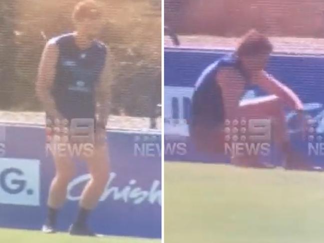 Scary moment AFL star ‘collapsed’ at training