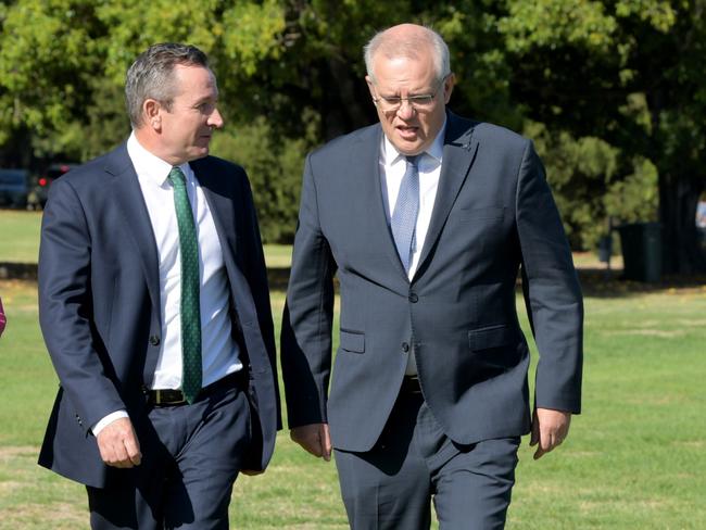 Western Australia Premier Mark McGowan and Prime Minister Scott Morrison made a joint funding announcement on Wednesday. Picture: NCA NewsWire / Sharon Smith