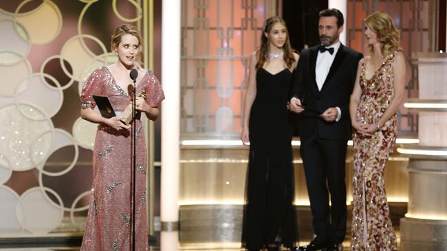 Accepting her Best Actress award at the 2017 Golden Globes. (Pic: Getty Images)