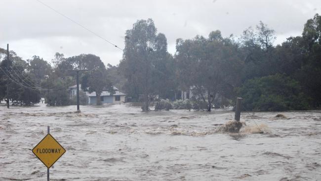 Floodwater in Oakey in 2011. Photo Kevin Farmer / The Chronicle