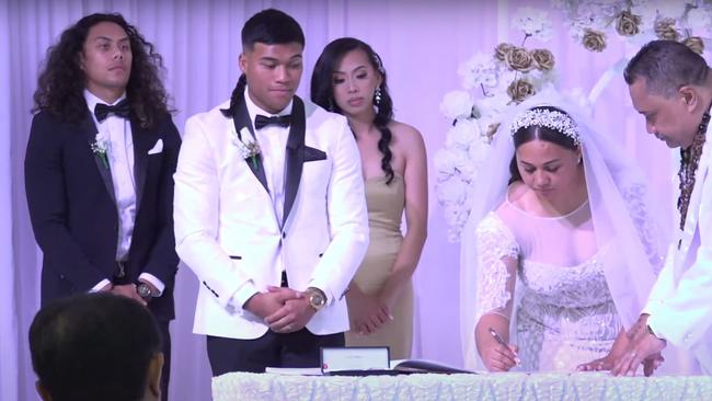 Brian To’o live streams his wedding to Moesha Crichton-Ropati, A host of Penrith and NSW teammates were on hand to help Brian To’o marry his partner in a lavish ceremony.