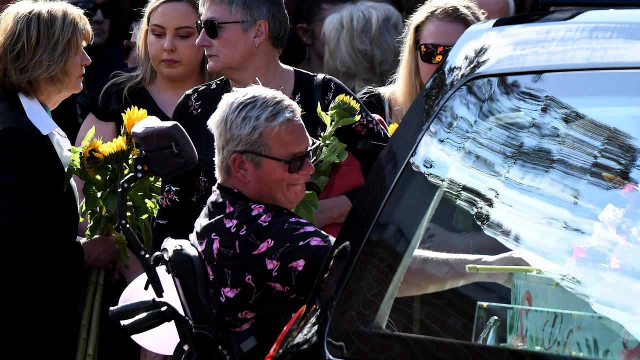 Following the service, Lily’s father, John, approached the coffin for a final goodbye and broke down in tears. Picture: Chris Dyson / Backgrid via NCA NewsWire