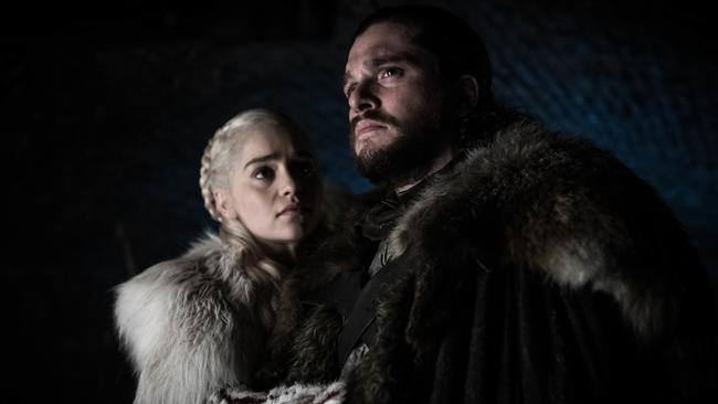 Emilia Clarke as Daenerys Targaryen and Kit Harington as Jon Snow in Game Of Thrones. Picture: Helen Sloan/HBO