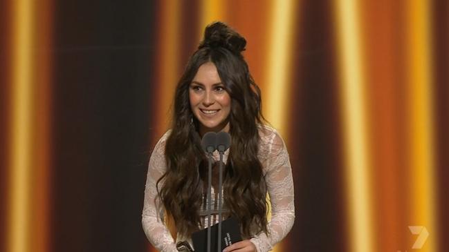 Amy Shark wins Most Popular New Talent. Picture: Channel 7