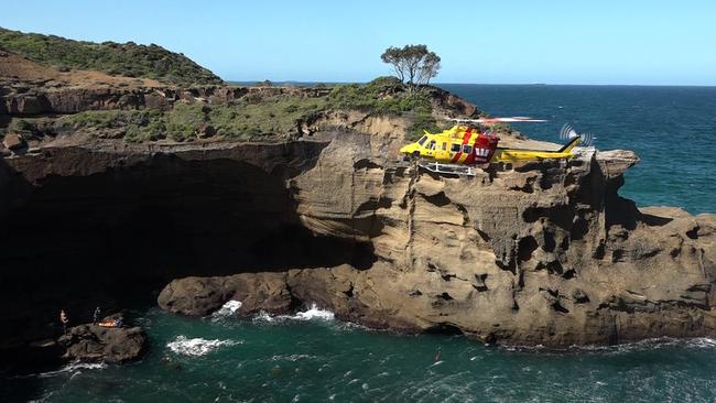 A cliff jumper was rescued at Snapper Point by Westpac rescue helicopter service on March 3. Picture: David Cleverly