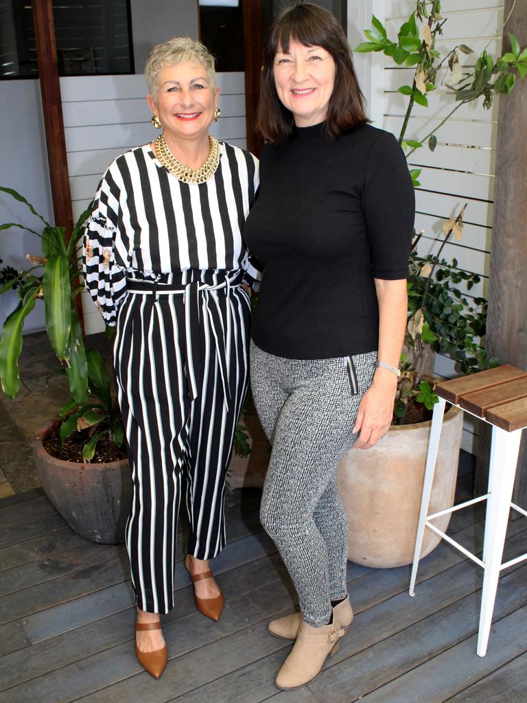 Helen Moon and Sally Freestun at The Island Pool Deck. Picture: Andrew Meadowcroft.