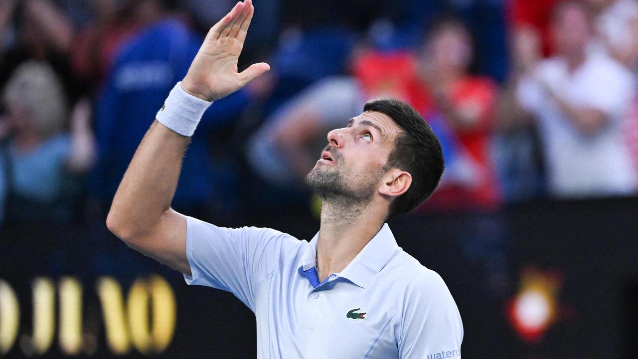 Serbia's Novak Djokovic celebrates after victory against USA's Taylor Fritz. Photo by WILLIAM WEST / AFP.