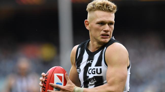 Adam Treloar was at the top of his game after returning from injury to help banish the Hawks. Picture: AAP