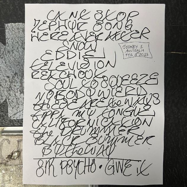 The set list from the Sydney show. Pictures: @chilipeppers/Instagram