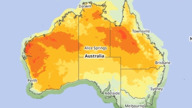 Forecast temperatures for 5pm Sunday as heatwave warnings move northwest across Queensland. Picture: WillyWeather