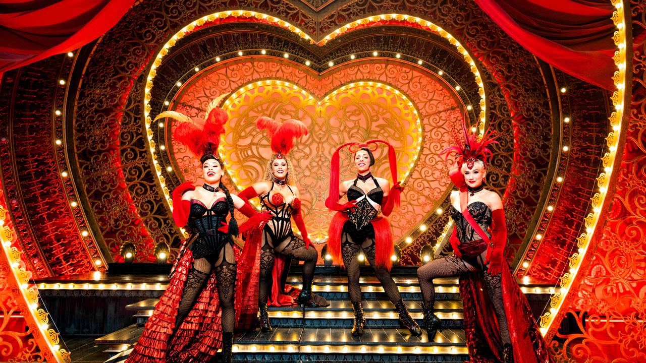 Cast of Moulin Rouge The Musical at QPAC Brisbane (left to right) Chaska Halliday, Olivia Vasquez, Christopher Scalzo and Samantha Dodemaide, Thursday, May 18, 2023 - Picture: Richard Walker