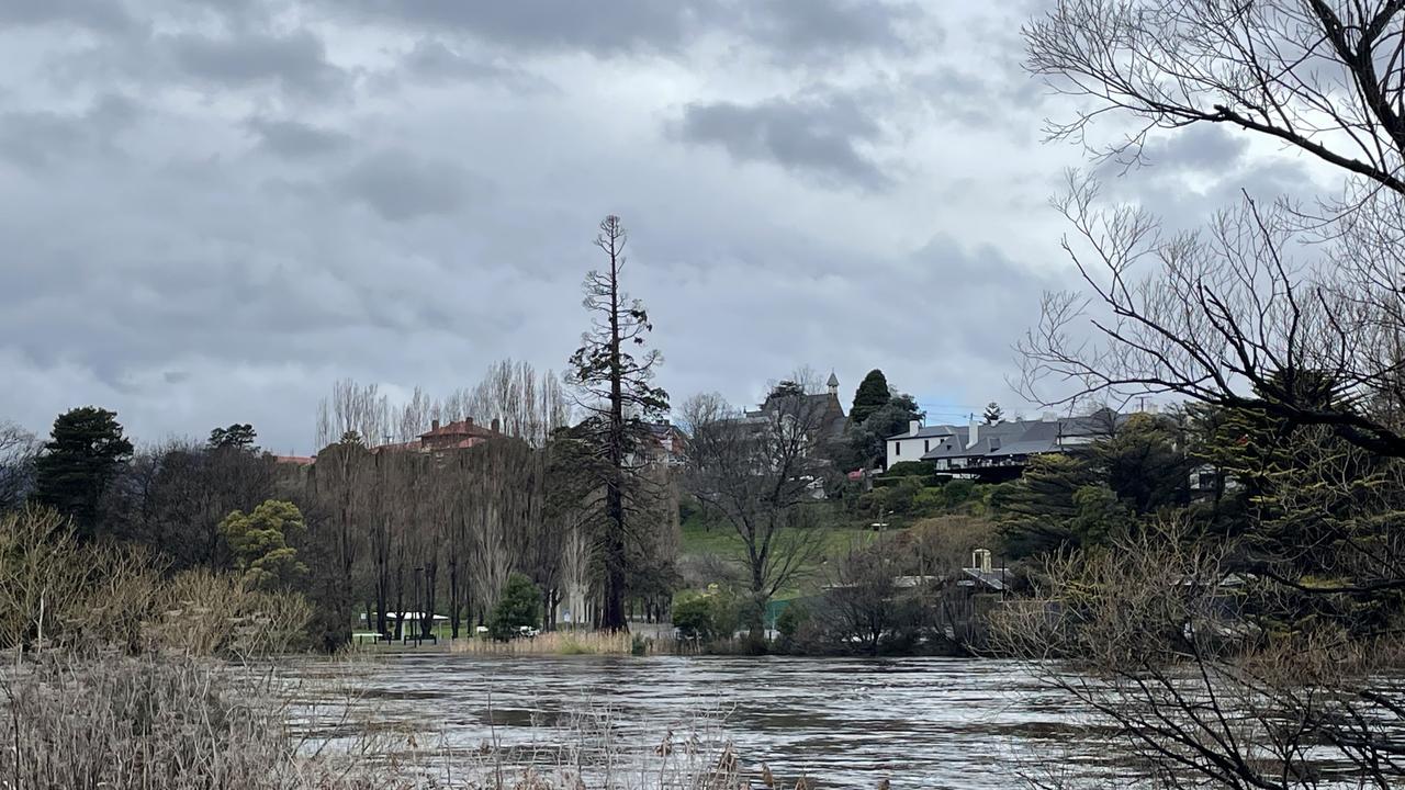 Flooding in the Derwent River. Picture: Genevieve Holding