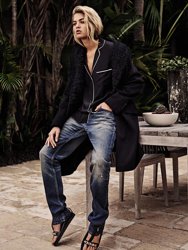 Max Mara coat POA, Witchery shirt $160, Sandro Paris jeans $338, Alexander McQueen shoes $1050. Picture: Duncan Killick