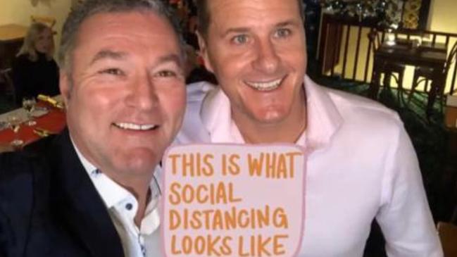 Surfers Paradise MP John-Paul Langbroek and radio identity Luke Bradnam in a photo uploaded to the politician’s Instagram. Picture: Instagram Story