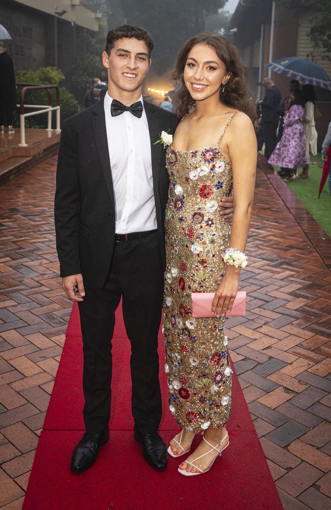 Drew Hindmarch partners Abbey Peart at Fairholme College formal, Wednesday, March 27, 2024. Picture: Kevin Farmer