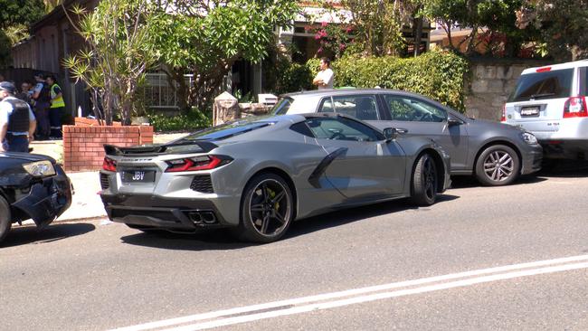 The driver of a grey Chevrolet Corvette Spider, which retails for close to $300,000, was taken away for questioning at Waverley Police Station. Credit: OnScene Bondi