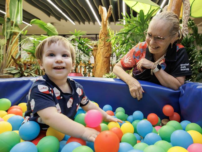 18 month old Hudson Ryan with Centre Director Tracey Adams at Goodstart Early Learning Centre in Adelaide street. Picture Lachie Millard