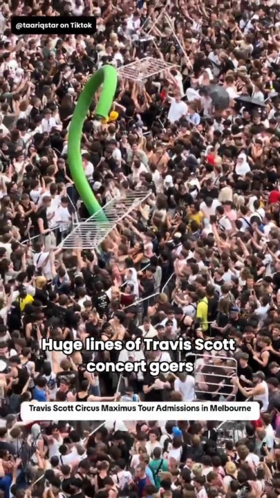 Fans throw barricades, punch on in Travis Scott Melbourne concert mayhem