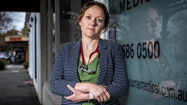 Dr Sarah Lewis and her staff have experienced abuse at her Port Melbourne Medical practice. Picture: Jake Nowakowski