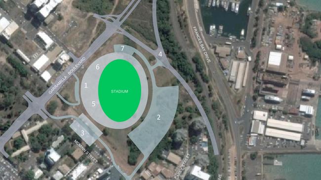 Supplied Editorial The location of a planned Darwin CBD stadium