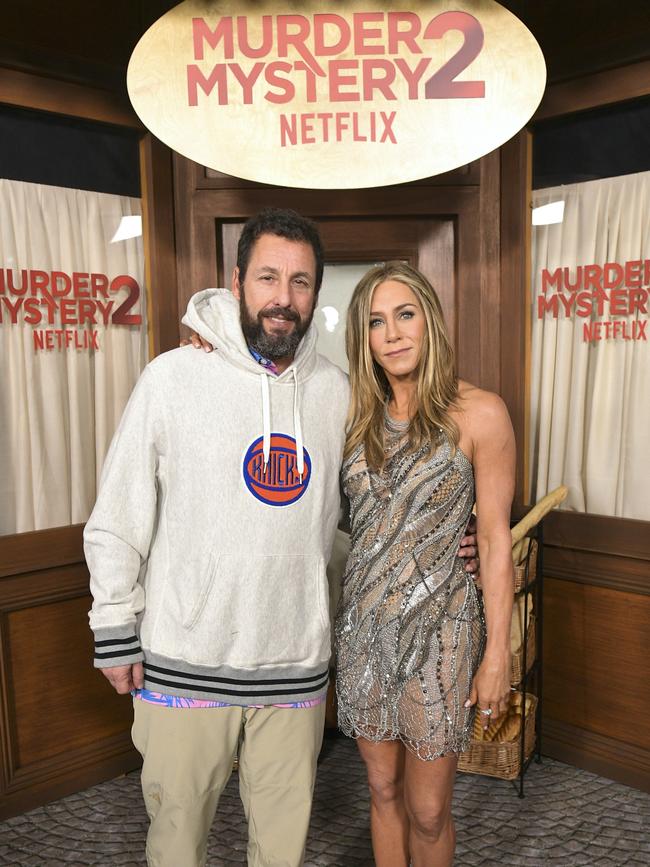 Sandler and Aniston attend the Netflix Premiere of Murder Mystery 2 last month. Picture: Getty Images