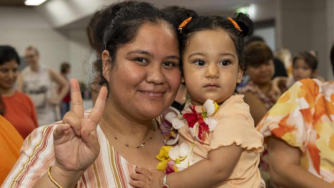 Sammridhi Pande and Kiansha Pande Paudel as families enjoy a day of fun and activities at a special Harmony Day celebration at the Malak Community Centre as part of the Fun Bus program. Picture: Pema Tamang Pakhrin