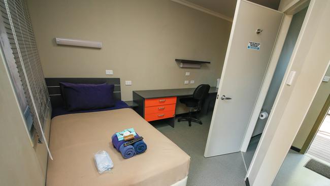 One of the rooms at the Howard Springs quarantine centre. Picture GLENN CAMPBELL