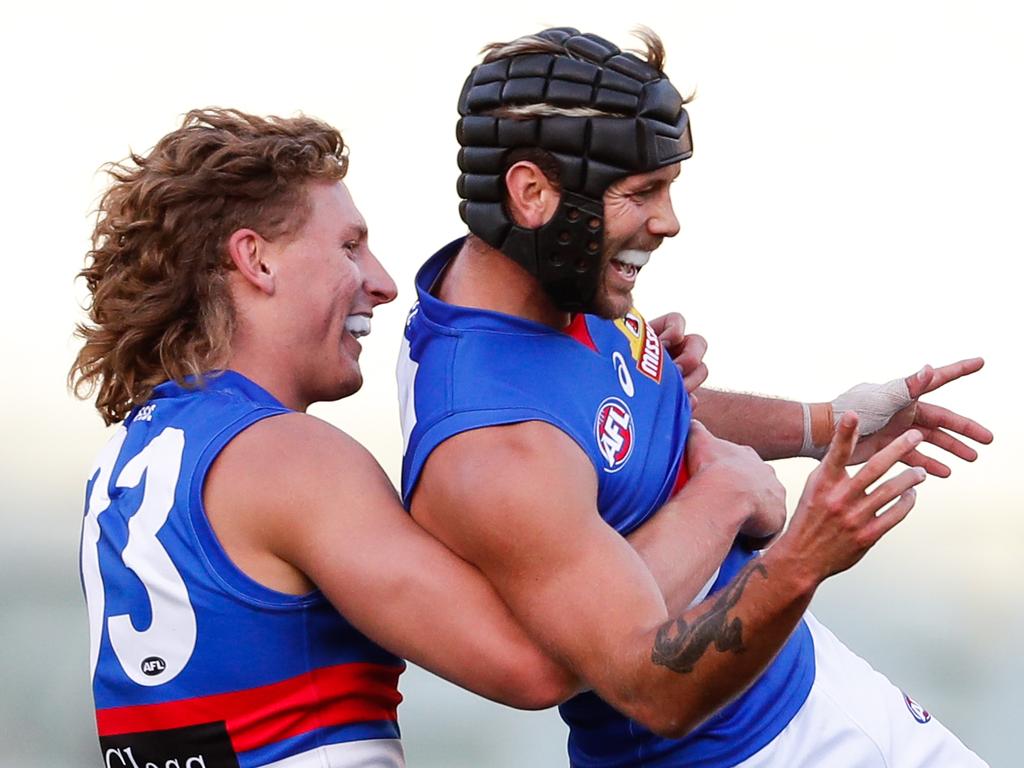 The Bulldogs got the four points in the battle with former teammate Caleb Daniel. Picture: Matt Turner/AFL Photos via Getty Images