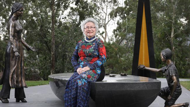 Ngon Ha, 72 at the $500,000 Vietnamese Boat People Monument on the corner of Victoria Drive and Kintore Ave, Adelaide. Picture Dean Martin