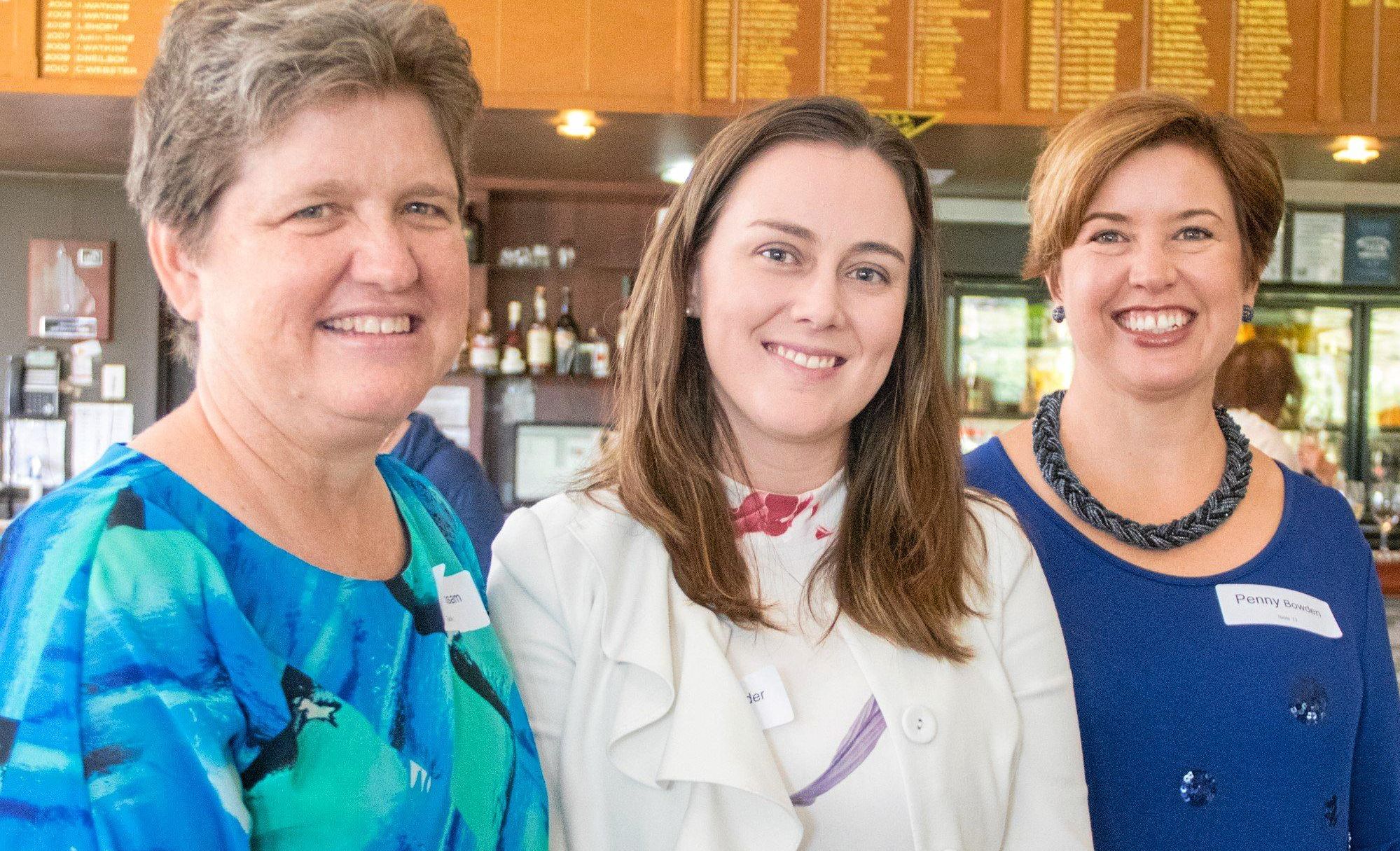 Narelle Essam, Jade Maunder, Penny Bowden at the Toowoomba Zonta Club's annual International Women's Day luncheon. Picture: Contributed