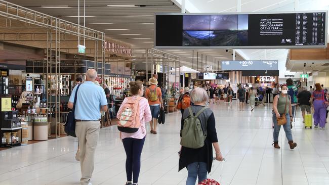 Travellers in Adelaide Airport. Picture Dean Martin