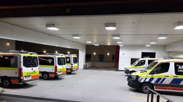 Ambulances ramped at the Launceston General Hospital on January 4, 2021. Picture: HACSU