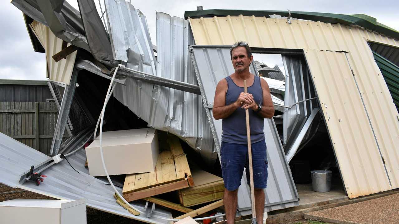 Gusty minute of mayhem as flying roof crushes Bundy shed | The Chronicle