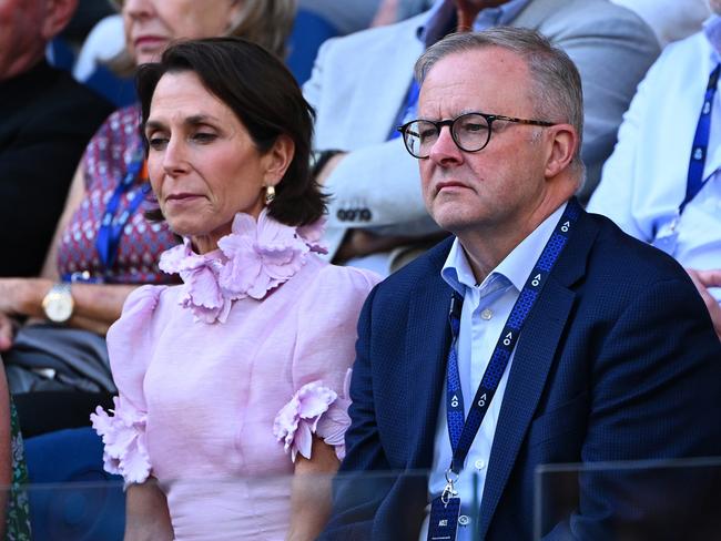 MELBOURNE, AUSTRALIA - JANUARY 27: Australian Prime Minister Anthony Albanese looks on during the Semifinal singles match between Novak Djokovic of Serbia and Tommy Paul of the United States during day 12 of the 2023 Australian Open at Melbourne Park on January 27, 2023 in Melbourne, Australia. (Photo by Quinn Rooney/Getty Images)