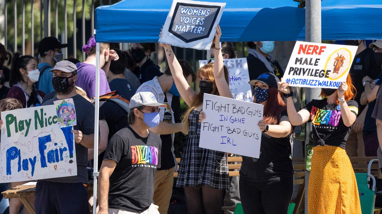 Activision Blizzard employees walked out several times in recent years, protesting unfair treatment of women and labour violations. Picture: AFP