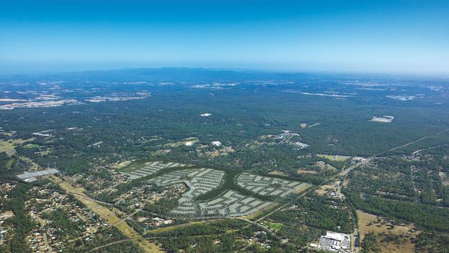 The Greenbank area from the air shows new housing estates are springing up.