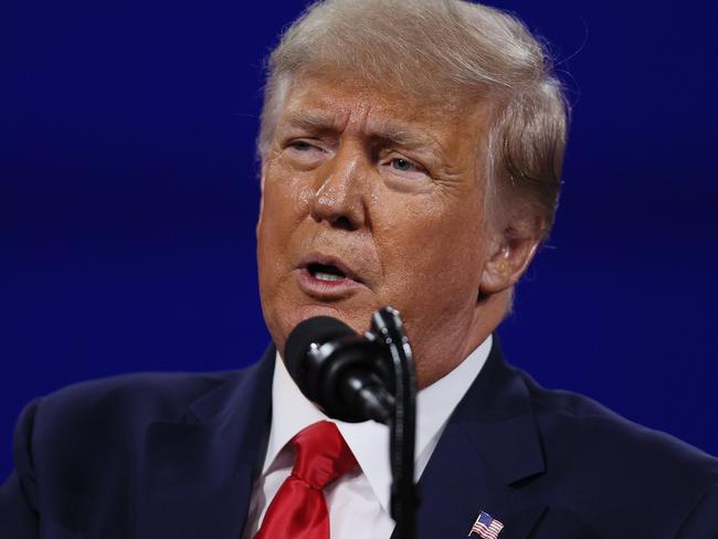 ORLANDO, FLORIDA - FEBRUARY 28: Former President Donald Trump addresses the Conservative Political Action Conference held in the Hyatt Regency on February 28, 2021 in Orlando, Florida. Begun in 1974, CPAC brings together conservative organizations, activists, and world leaders to discuss issues important to them.   Joe Raedle/Getty Images/AFP == FOR NEWSPAPERS, INTERNET, TELCOS & TELEVISION USE ONLY ==