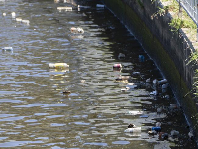 Sydney water says it removes more than one million plastic bottles each year from its litter booms and traps throughout the stormwater network. Picture: Matthew Vasilescu