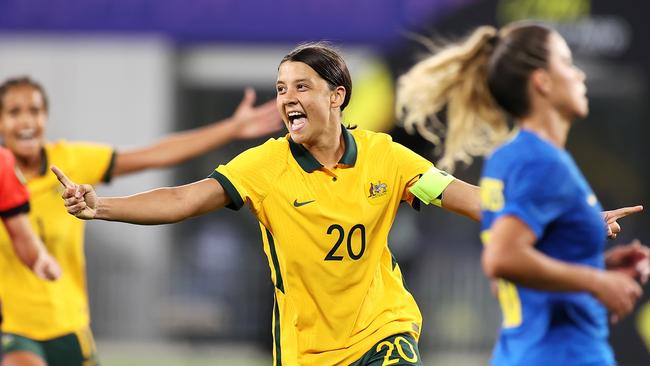 The Sam Kerr-captained Matildas are set to play in Townsville for the first time. Picture: Mark Kolbe/Getty Images